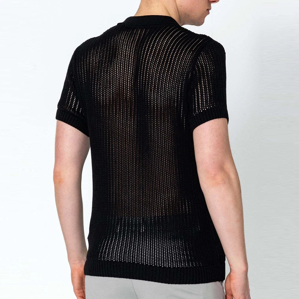 Shirt Tops Fashion Streetwear Men Ribbed Knitted Sexy See Throughm Hollow Out Short Sleeve Shirt Comfy Fashion
Shirt Tops Fashion Streetwear Men Ribbed Knitted Sexy See Throughm Hollow Out Short Sleeve Shirt Comfy Fashion