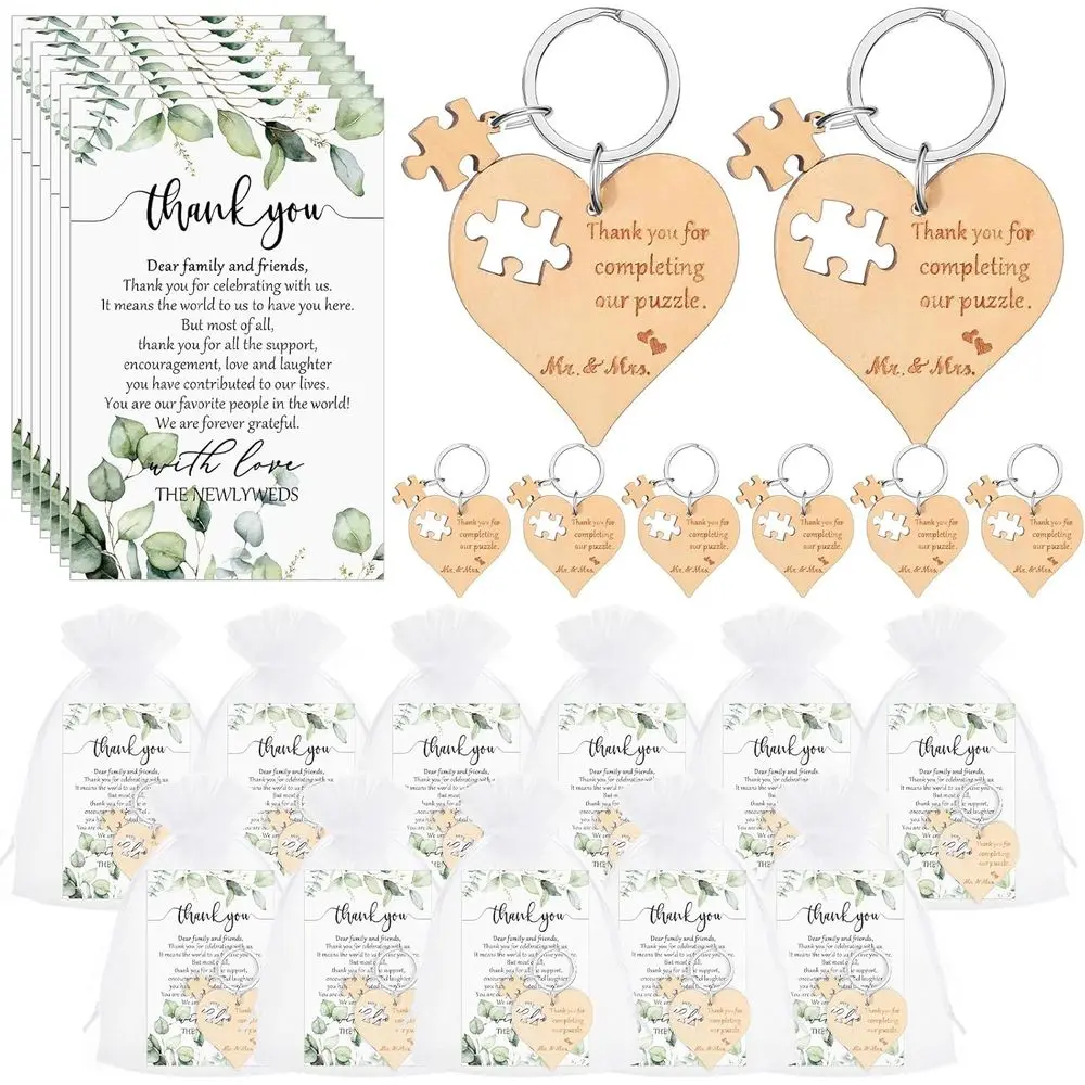 Rustic Wedding Gift Tags with Wooden Heart Puzzle Keychains and Favor Bags
Rustic Wedding Gift Tags with Wooden Heart Puzzle Keychains and Favor Bags
