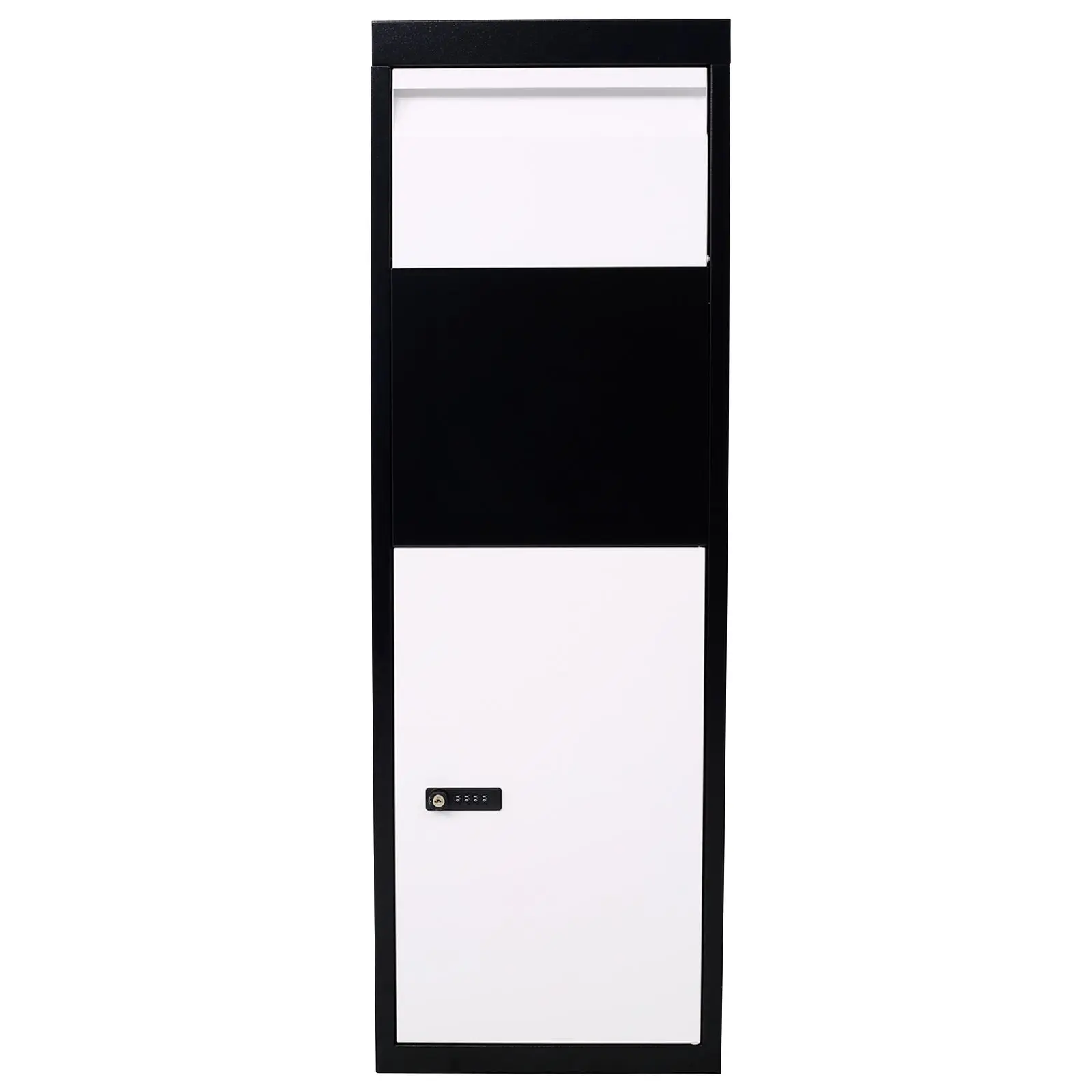 14'' x 11.3'' x 42'',Galvanized Steel Parcel Mailbox w/Code Lock & Mounting Hardware,for Outdoor Porch,Curbside,Black and White
14'' x 11.3'' x 42'',Galvanized Steel Parcel Mailbox w/Code Lock & Mounting Hardware,for Outdoor Porch,Curbside,Black and White