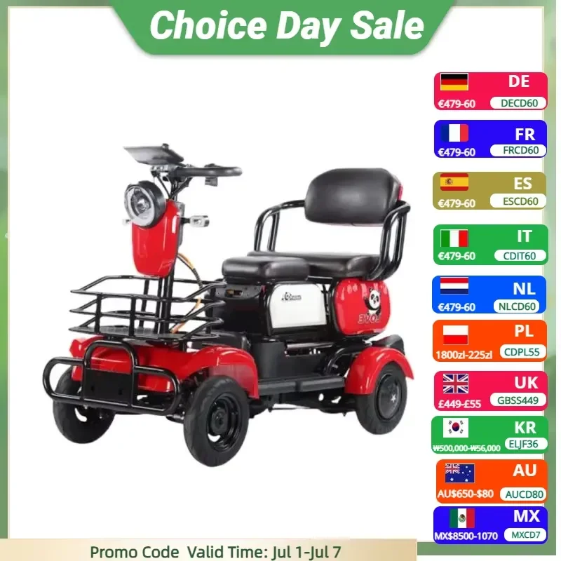 Family 4 Wheel Electric Scooter for Elderly with Child Seat Foldable 800W Mobility Scooter 3 Seater 60V Small Electric Car
Family 4 Wheel Electric Scooter for Elderly with Child Seat Foldable 800W Mobility Scooter 3 Seater 60V Small Electric Car
