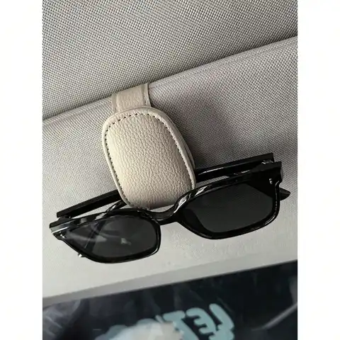 1pc ユニバーサルカーサンバイザーメガネクリップ、PVC製、車用メガネホルダー、インテリアアクセサリー、メガネ収納ラック