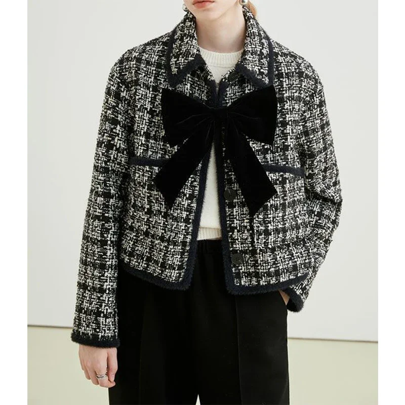 Smvp 2024, осенне-зимнее элегантное стеганое пальто с укороченным бантом, женское винтажное твидовое пальто, женская верхняя одежда для офиса и дам
Smvp 2024, осенне-зимнее элегантное стеганое пальто с укороченным бантом, женское винтажное твидовое пальто, женская верхняя одежда для офиса и дам