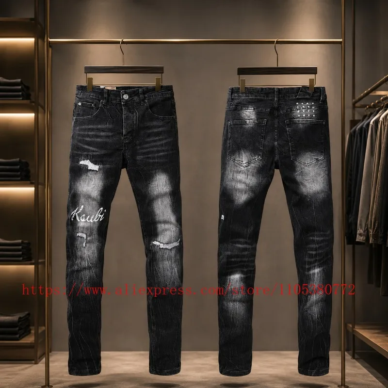 New KSUBI Y2K Vintage Black Washed Ripped Jeans Slim Hip Hop Streetwear Denim Pants
New KSUBI Y2K Vintage Black Washed Ripped Jeans Slim Hip Hop Streetwear Denim Pants