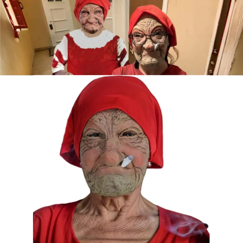 Halloween Party Costume Props latex Funny Smoking Granny Old Nana Latex Mask Lady Grandma With Wrinkled Face and Red Scarf Masks
Halloween Party Costume Props latex Funny Smoking Granny Old Nana Latex Mask Lady Grandma With Wrinkled Face and Red Scarf Masks