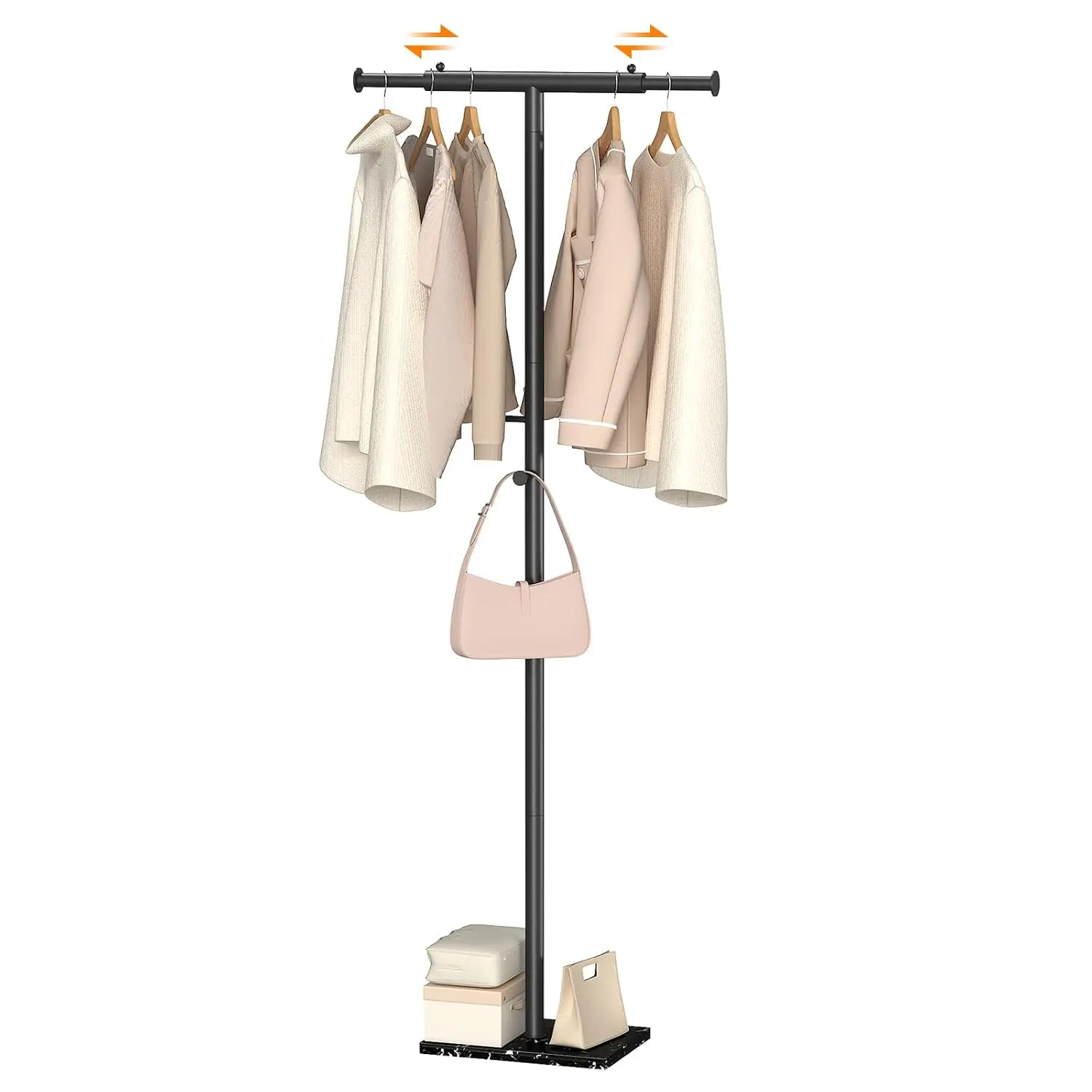 Freestanding Coat Rack w/ Marble Base Adjustable T-Shape Metal 2 Hooks Modern Hall Tree Entryway Bedroom Black, Customized
Freestanding Coat Rack w/ Marble Base Adjustable T-Shape Metal 2 Hooks Modern Hall Tree Entryway Bedroom Black, Customized