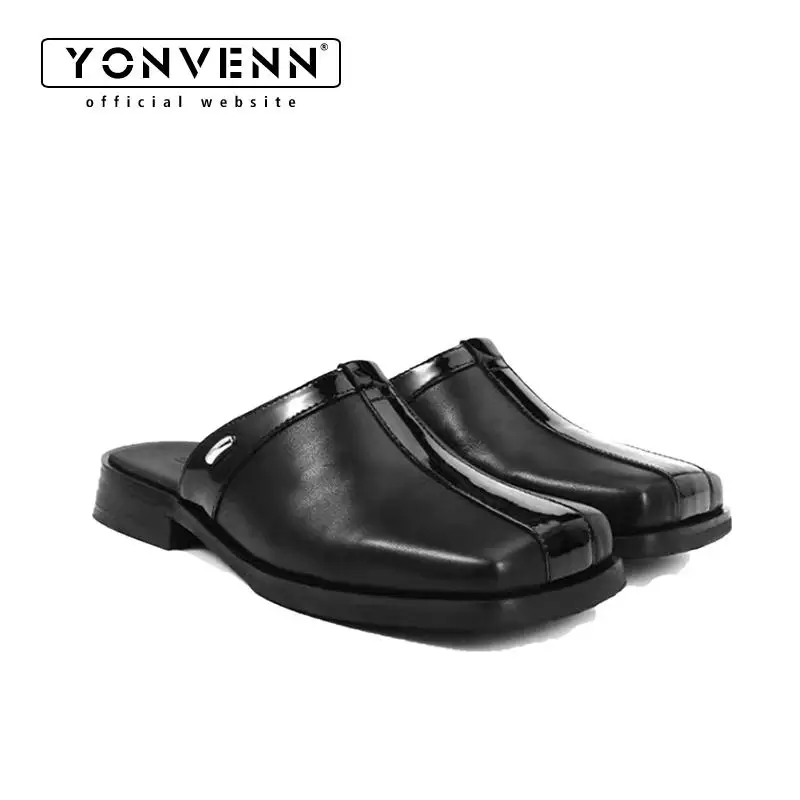New square headed and tailless slippers for men casual business work commuting, sliding into leather shoes classic and simple
New square headed and tailless slippers for men casual business work commuting, sliding into leather shoes classic and simple