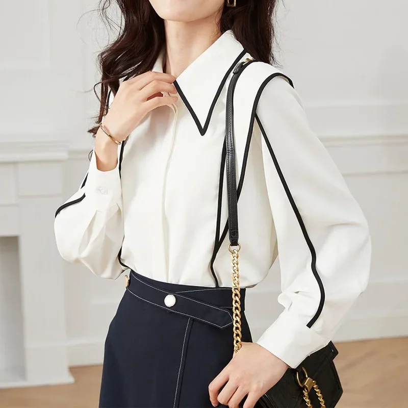 Loose Shirt Tops Solid Loose All-match White Office Blouse Fashion Vintage Women Clothing Spring Autumn New Contrast Long Sleeve
Loose Shirt Tops Solid Loose All-match White Office Blouse Fashion Vintage Women Clothing Spring Autumn New Contrast Long Sleeve