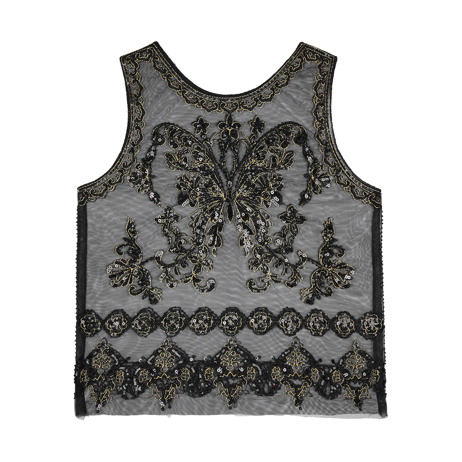 Womens 1920s Flapper Cocktail Top Vintage Sheer Mesh Sleeveless Crew Neck Sequin Embroidered Pullover Tank Cover Up Shirt
Womens 1920s Flapper Cocktail Top Vintage Sheer Mesh Sleeveless Crew Neck Sequin Embroidered Pullover Tank Cover Up Shirt
