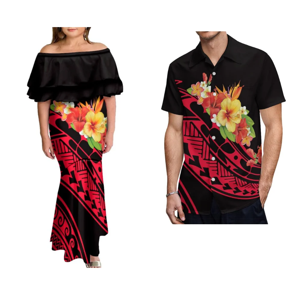 Samoa Tribal Print Polynesian Couple Set Hibiscus Flower Design New Women'S One-Shoulder Fishtail Skirt Elegant Long Dress
Samoa Tribal Print Polynesian Couple Set Hibiscus Flower Design New Women'S One-Shoulder Fishtail Skirt Elegant Long Dress
