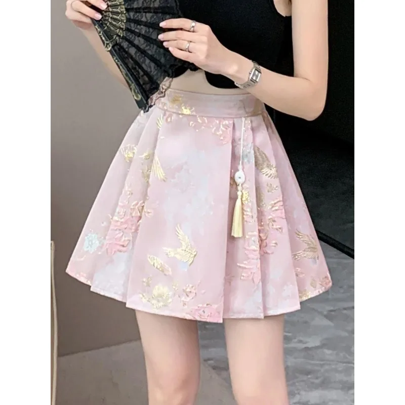 High Grade Jacquard Brocade Weaving Gold Short Mamianqun Skirt Neo Chinese Style A-line Pleated Mini Skirt Summer Casual Hanfu
High Grade Jacquard Brocade Weaving Gold Short Mamianqun Skirt Neo Chinese Style A-line Pleated Mini Skirt Summer Casual Hanfu