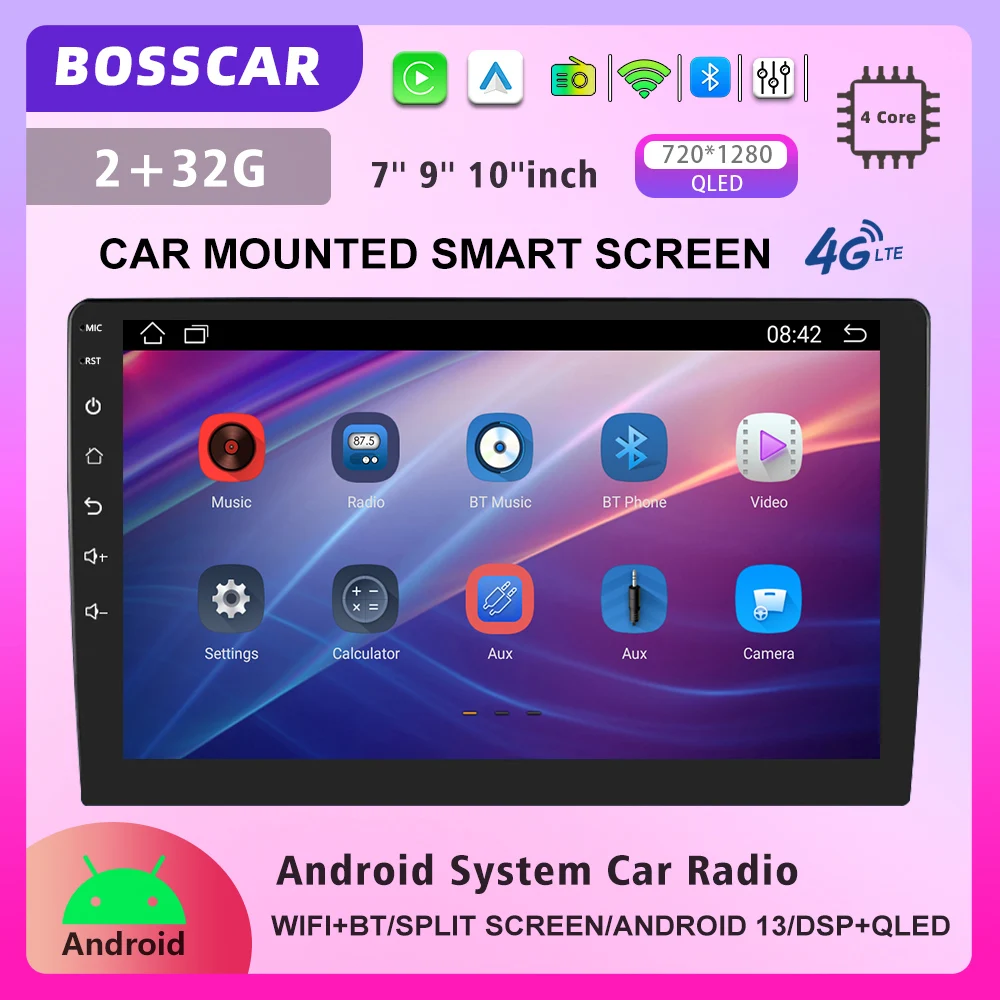 BOSSCAR 7/9/10 Inch Car Radio 2Din GPS Wireless Carplay Auto Android13 2G+64G Car Multimedia Player Car Recorder Car Accessories
BOSSCAR 7/9/10 Inch Car Radio 2Din GPS Wireless Carplay Auto Android13 2G+64G Car Multimedia Player Car Recorder Car Accessories
