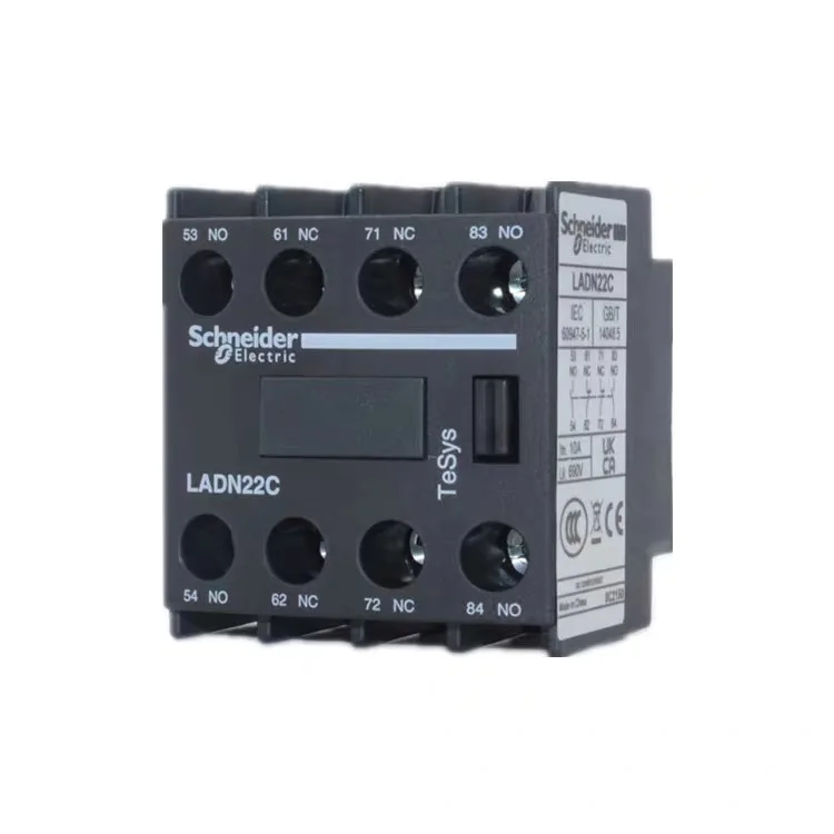 LADN22C LADN22 Auxiliary contact block, TeSys Deca, 2NO + 2NC, front mounting, screw clamp terminals
LADN22C LADN22 Auxiliary contact block, TeSys Deca, 2NO + 2NC, front mounting, screw clamp terminals