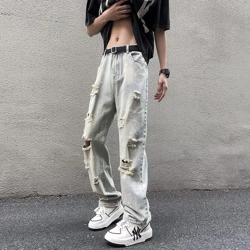 Мужские летние модные тонкие джинсы в американском стиле High Street Vibe, ретро, с дырками, свободные, прямые, повседневные, износостойкие, с прямыми штанинами
Мужские летние модные тонкие джинсы в американском стиле High Street Vibe, ретро, с дырками, свободные, прямые, повседневные, износостойкие, с прямыми штанинами