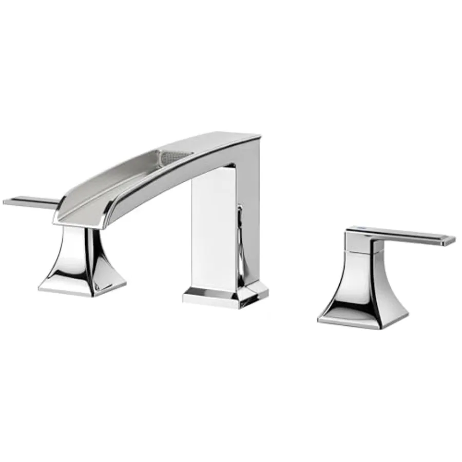 Garden bathtub faucet set: chrome waterfall Roman tub faucet, 3-hole deck mount, 2-handle widespread design with pre-installed
Garden bathtub faucet set: chrome waterfall Roman tub faucet, 3-hole deck mount, 2-handle widespread design with pre-installed
