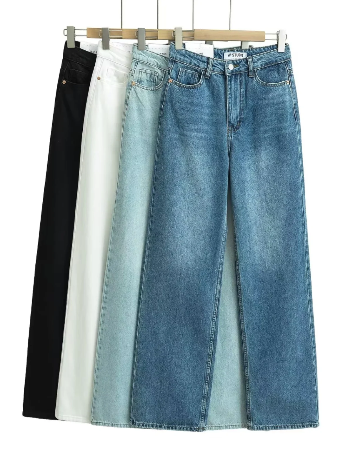 High Waist Straight Leg Jeans Loose Fit Floor Length Street Style Pocket Detail Slimming Wide Leg Pants Autumn Fashion Ladies
High Waist Straight Leg Jeans Loose Fit Floor Length Street Style Pocket Detail Slimming Wide Leg Pants Autumn Fashion Ladies