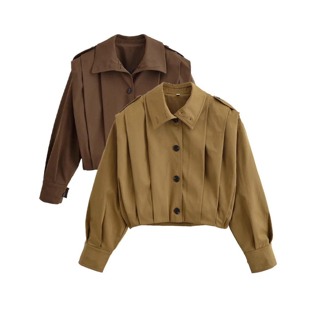 Европейская и американская женская одежда, осенняя модная плиссированная свободная короткая куртка
Европейская и американская женская одежда, осенняя модная плиссированная свободная короткая куртка