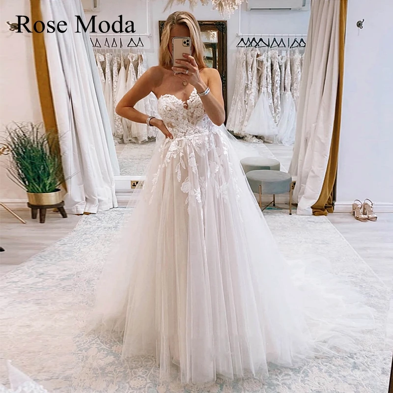 Rose Moda Strapless Princess Lace Wedding Dresses Pastrol Bridal Gown Custom Make
Rose Moda Strapless Princess Lace Wedding Dresses Pastrol Bridal Gown Custom Make