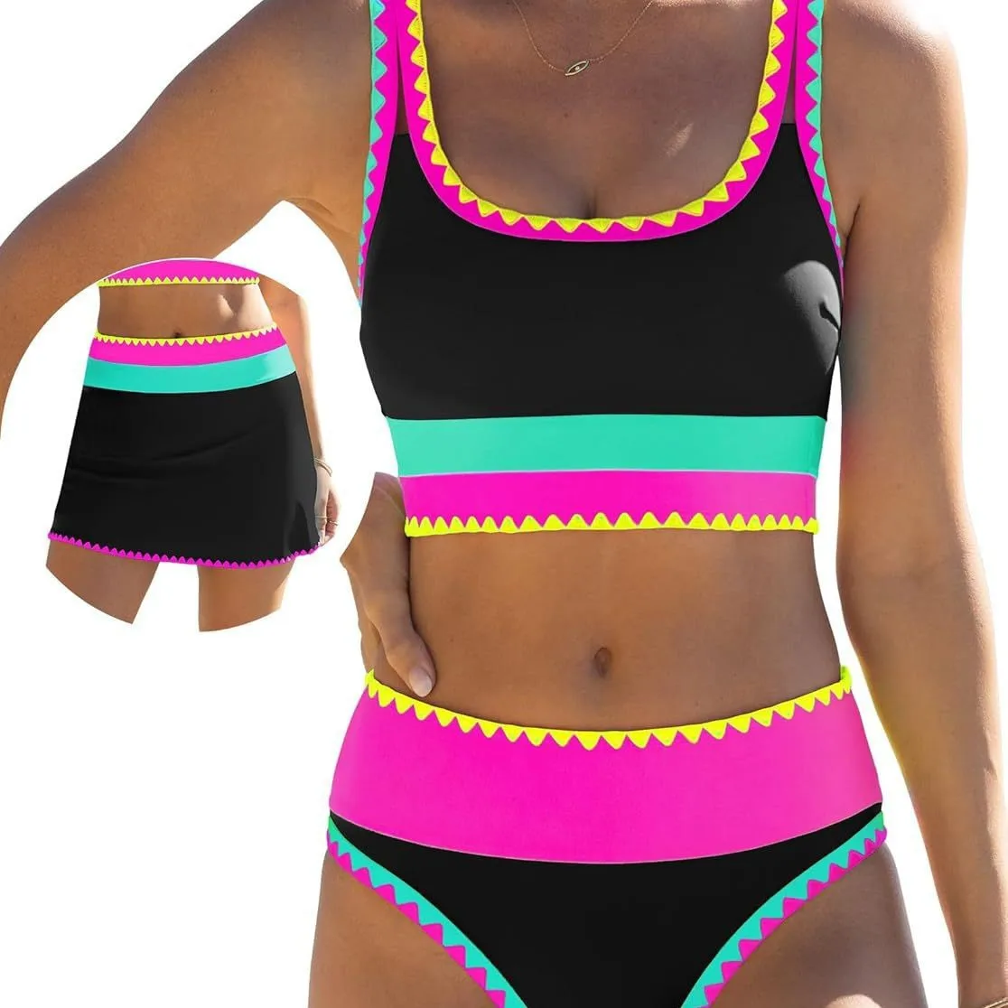 3Pcs Women's Swimsuit Set Fashion Summer Swimwear Color Blocking Double Shoulder Straps Sexy Bikini Three Piece Set Gifts
3Pcs Women's Swimsuit Set Fashion Summer Swimwear Color Blocking Double Shoulder Straps Sexy Bikini Three Piece Set Gifts