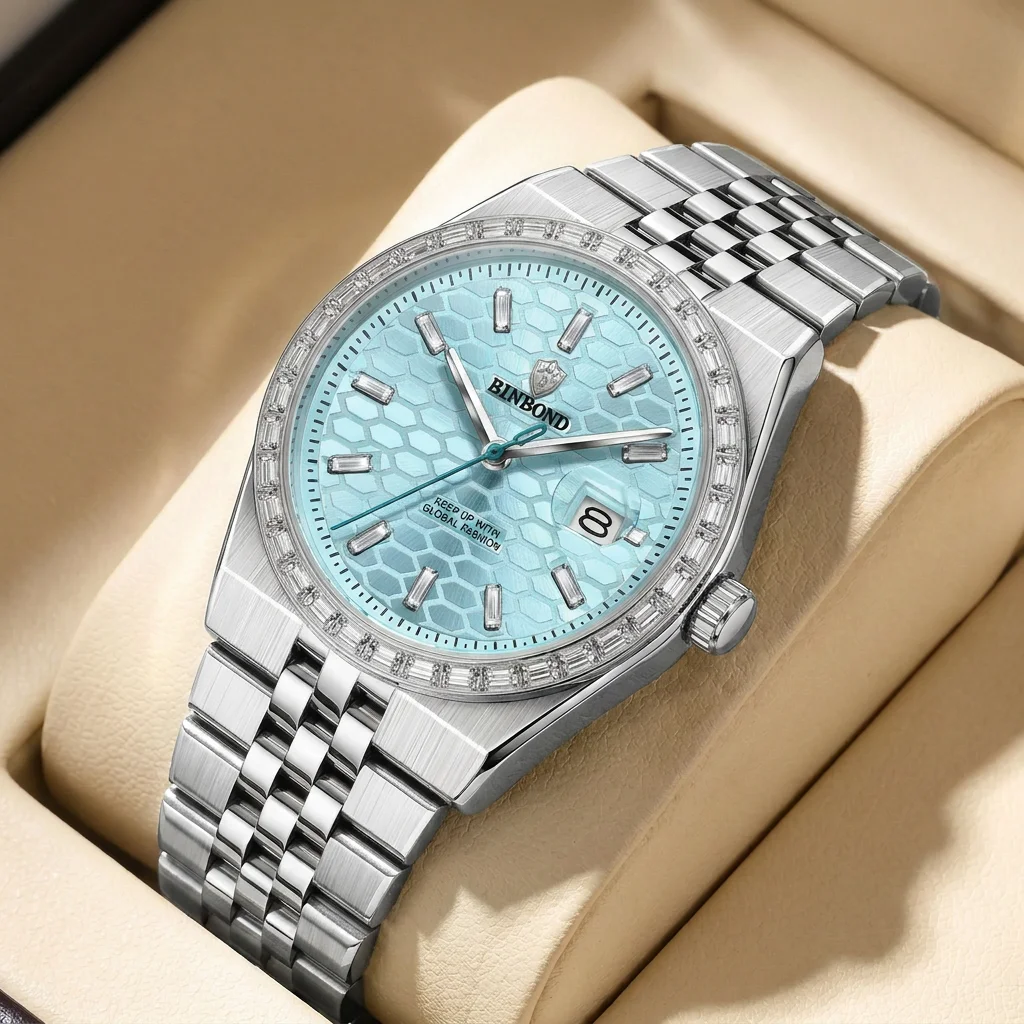 1pcs Fashion Watch Light Blue Honeycomb Dial Shiny Bezel Silver Metal Strap Date Display Stylish Daily Wear Trendy Acces
1pcs Fashion Watch Light Blue Honeycomb Dial Shiny Bezel Silver Metal Strap Date Display Stylish Daily Wear Trendy Acces