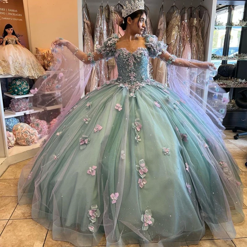 ANGELSBRIDEP Light Green Ball Gown Quinceanera Dresses 15 Party High Quality 3D Flower Cinderella Princess Gowns With Wrap
ANGELSBRIDEP Light Green Ball Gown Quinceanera Dresses 15 Party High Quality 3D Flower Cinderella Princess Gowns With Wrap