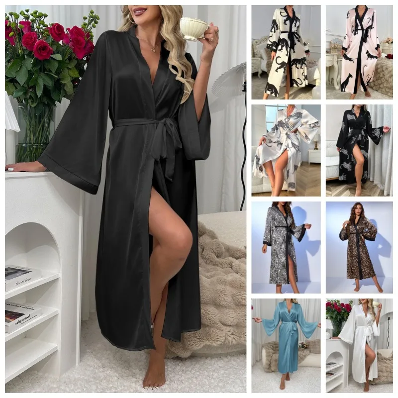 European American Women's Long Satin Nightgown with Lace Up Waist Versatile Long Bathrobe Factory Direct Floor Length L Size
European American Women's Long Satin Nightgown with Lace Up Waist Versatile Long Bathrobe Factory Direct Floor Length L Size