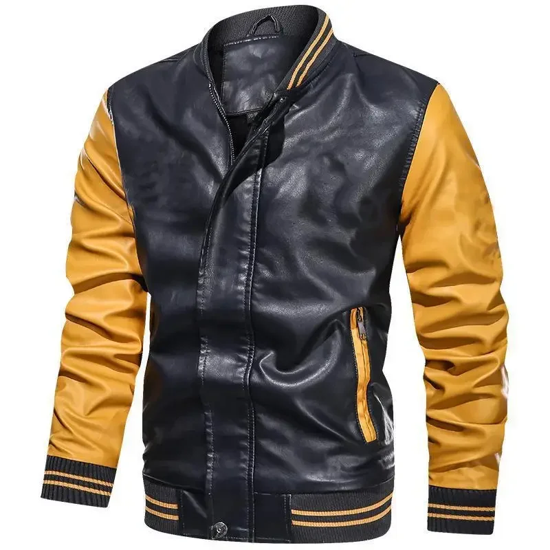 Motorcycle Bomber Jacket Men Baseball Embroidered Leather Pu Coats Slim Fit College Fleece Luxury Pilot Jackets Top Winter Coat
Motorcycle Bomber Jacket Men Baseball Embroidered Leather Pu Coats Slim Fit College Fleece Luxury Pilot Jackets Top Winter Coat