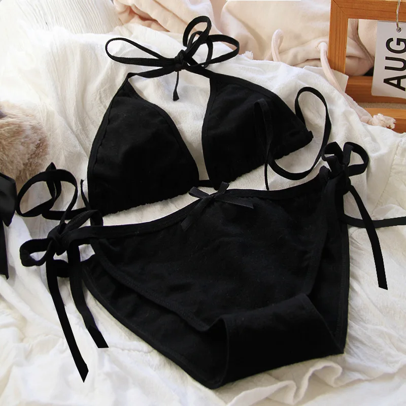Women's Bra Briefs Set Sexy Solid Color Bra Girl Bikini Set Woman Lace Up Hanging Neck Underwear Female Lingerie
Women's Bra Briefs Set Sexy Solid Color Bra Girl Bikini Set Woman Lace Up Hanging Neck Underwear Female Lingerie