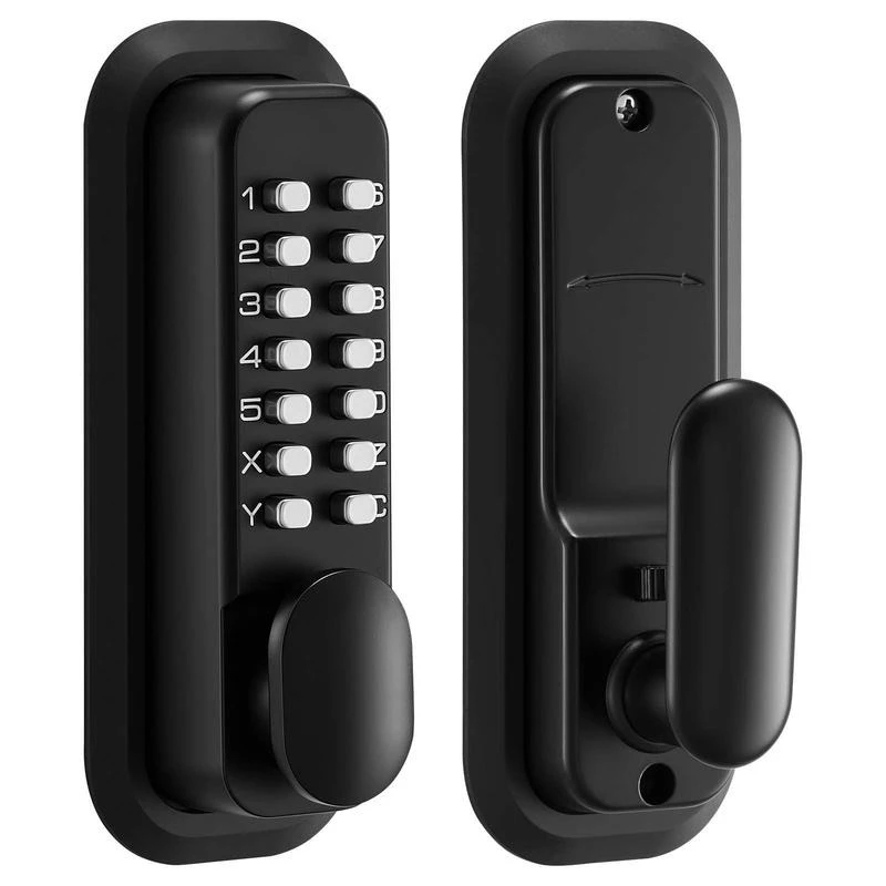 Mechanical Keyless Entry Door Lock, 2.0 Code Upgrade, 4-7 Digits Code, Single-Sided Push Button Combination Mechanical Keypad Door Knob, Auto Locking, for Garden Gates, Indoor or Outdoor, Black
Mechanical Keyless Entry Door Lock, 2.0 Code Upgrade, 4-7 Digits Code, Single-Sided Push Button Combination Mechanical Keypad Door Knob, Auto Locking, for Garden Gates, Indoor or Outdoor, Black