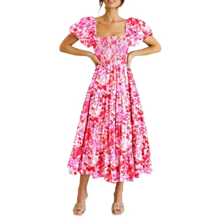 PRETTYGARDEN Women's Casual Summer Midi Dress Puffy Short Sleeve Square Neck Smocked Tie Ruffle Dresses
PRETTYGARDEN Women's Casual Summer Midi Dress Puffy Short Sleeve Square Neck Smocked Tie Ruffle Dresses