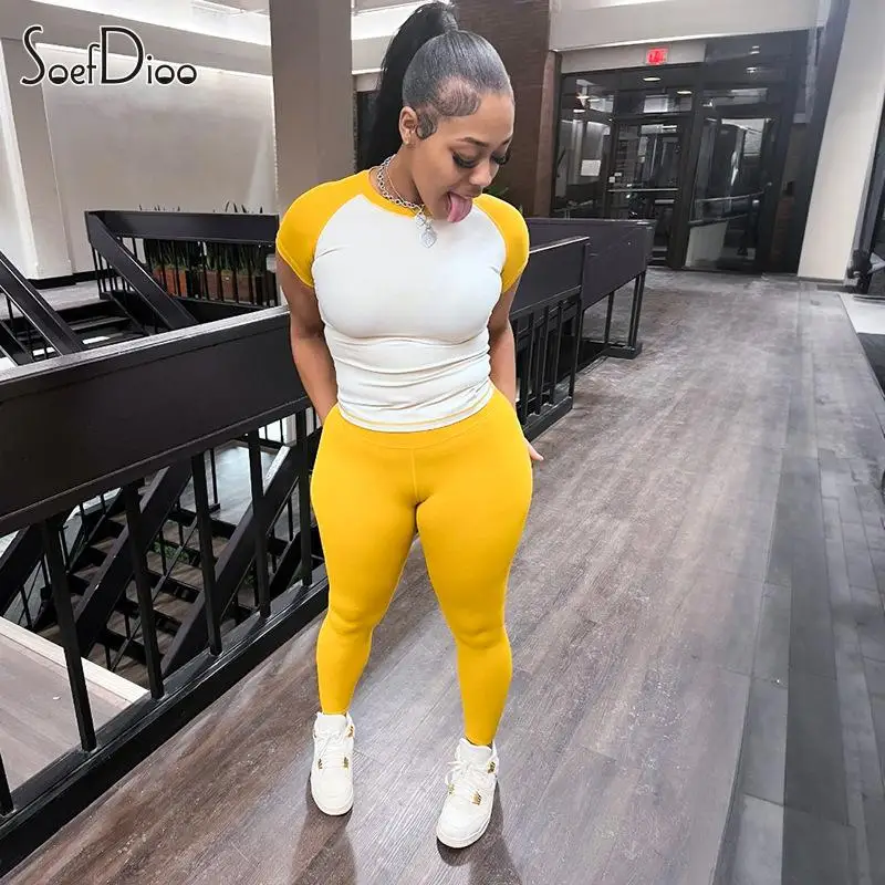 Soefdioo Yoga 2 Piece Sets Women Tracksuits Casual Short Sleeve T Shirts and High Waist Leggings Match 2025 Active Workout Suit
Soefdioo Yoga 2 Piece Sets Women Tracksuits Casual Short Sleeve T Shirts and High Waist Leggings Match 2025 Active Workout Suit