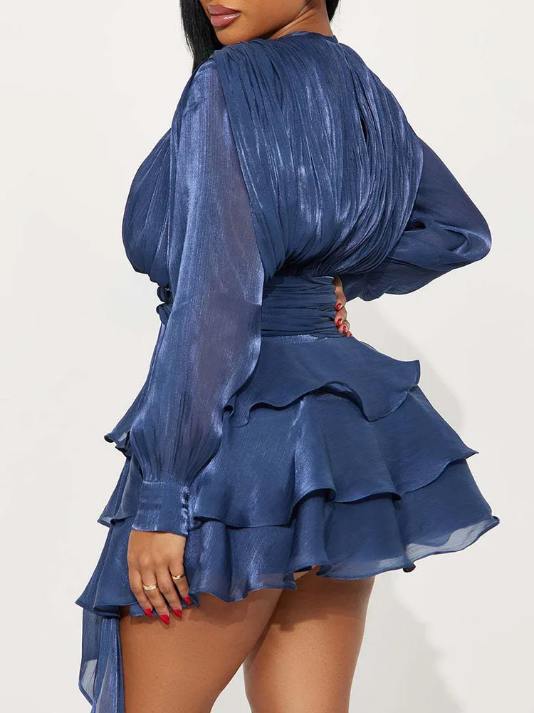 Модное однотонное платье трапециевидной формы с высокой талией и драпировкой, женское повседневное вечернее платье с длинными рукавами, элегантное мини-платье с круглым вырезом на шнуровке и полым тортом
Модное однотонное платье трапециевидной формы с высокой талией и драпировкой, женское повседневное вечернее платье с длинными рукавами, элегантное мини-платье с круглым вырезом на шнуровке и полым тортом