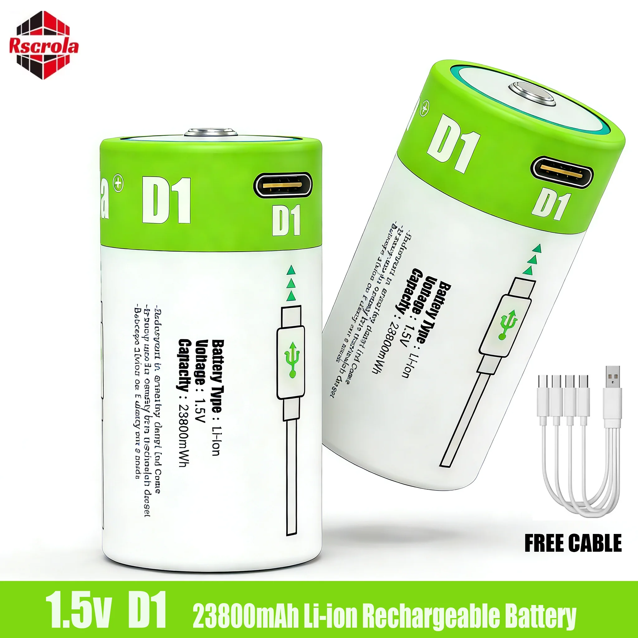 USB 1,5 В D1 LR20 Литий-ионная аккумуляторная батарея высокой емкости 23800 МВтч USB-C Быстрая зарядка 1800 циклов для газовых плит Фонарики
USB 1,5 В D1 LR20 Литий-ионная аккумуляторная батарея высокой емкости 23800 МВтч USB-C Быстрая зарядка 1800 циклов для газовых плит Фонарики