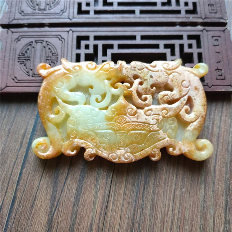 Stone Jewelry Antique Crafts Xiu Jade Natural Aged Double Dragon Mythical Beast Pendant Hanging Retro Jade Pendant
Stone Jewelry Antique Crafts Xiu Jade Natural Aged Double Dragon Mythical Beast Pendant Hanging Retro Jade Pendant