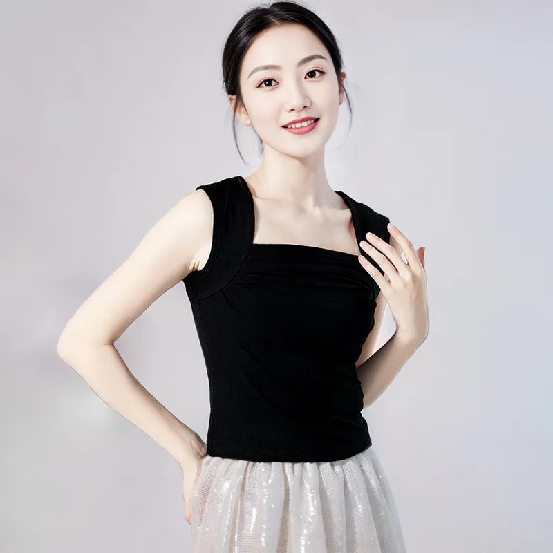Modern dance practice clothes, tops, sleeveless wide-brimmed slim-fit vests, square-necked Chinese dance, classical dance
Modern dance practice clothes, tops, sleeveless wide-brimmed slim-fit vests, square-necked Chinese dance, classical dance