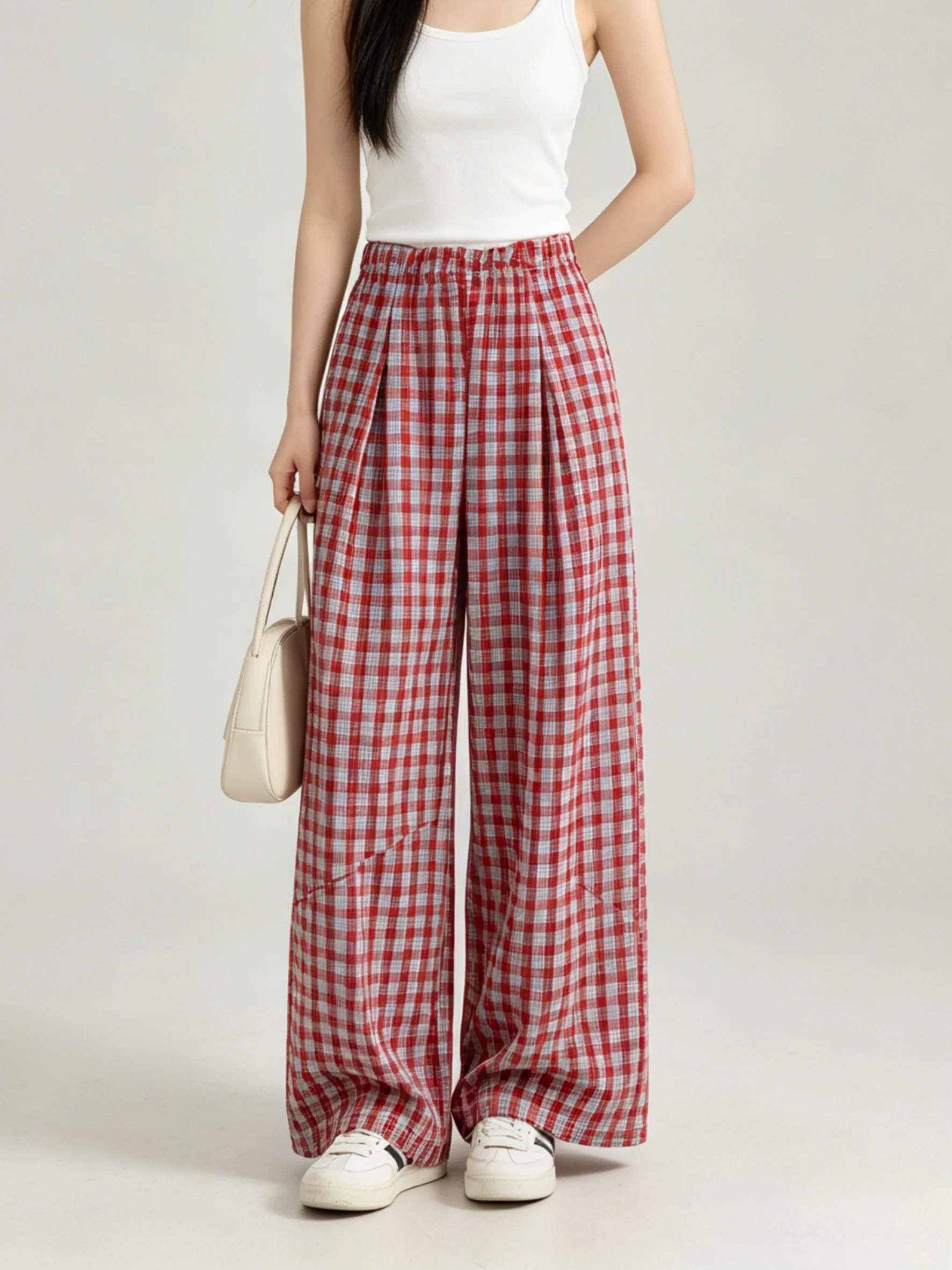 High Waist Wide Leg Pants Women Summer Loose Plaid Long Pants Anti-Aging Slimming Skin-friendly Versatile Casual Trousers
High Waist Wide Leg Pants Women Summer Loose Plaid Long Pants Anti-Aging Slimming Skin-friendly Versatile Casual Trousers