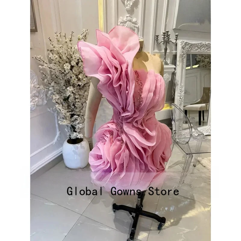 Asymmetric Ruffle Mini Cocktail Dress One Shoulder Chiffon Bead Prom Party Dress Puffy Tiered Floral Short Prom Gown Customized
Asymmetric Ruffle Mini Cocktail Dress One Shoulder Chiffon Bead Prom Party Dress Puffy Tiered Floral Short Prom Gown Customized