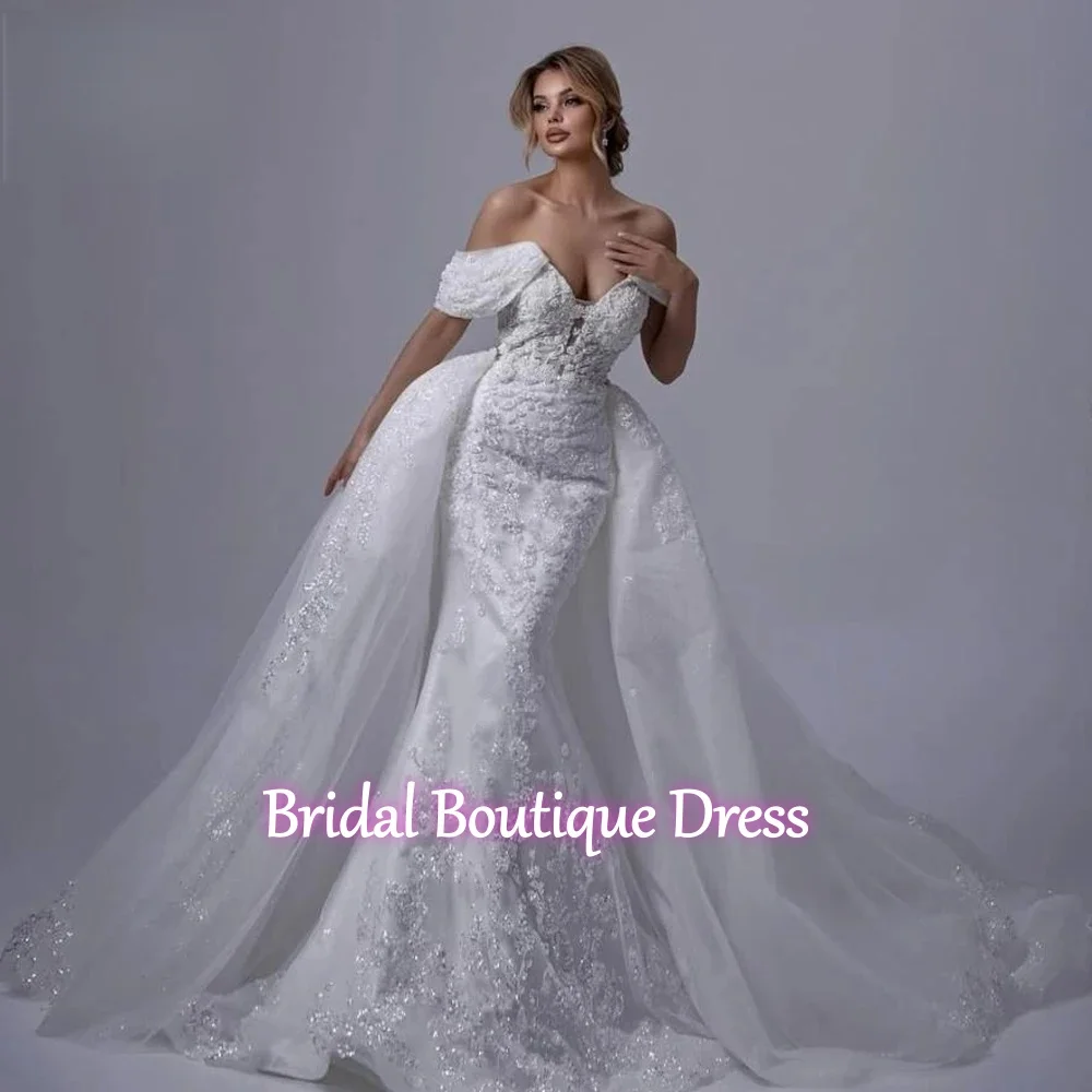 Роскошные свадебные платья русалки по индивидуальному заказу с открытыми плечами Vestido De Novia, кружевные свадебные платья со съемным шлейфом и вышивкой
Роскошные свадебные платья русалки по индивидуальному заказу с открытыми плечами Vestido De Novia, кружевные свадебные платья со съемным шлейфом и вышивкой