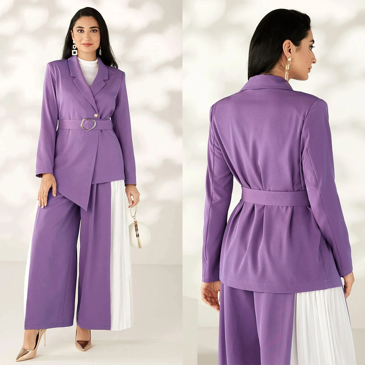 Purple Color Matching Mother Of The Bride Pant Suits Loose Evening Party Women Tuxedos Outfit Wear (Jacket+Pants)
Purple Color Matching Mother Of The Bride Pant Suits Loose Evening Party Women Tuxedos Outfit Wear (Jacket+Pants)