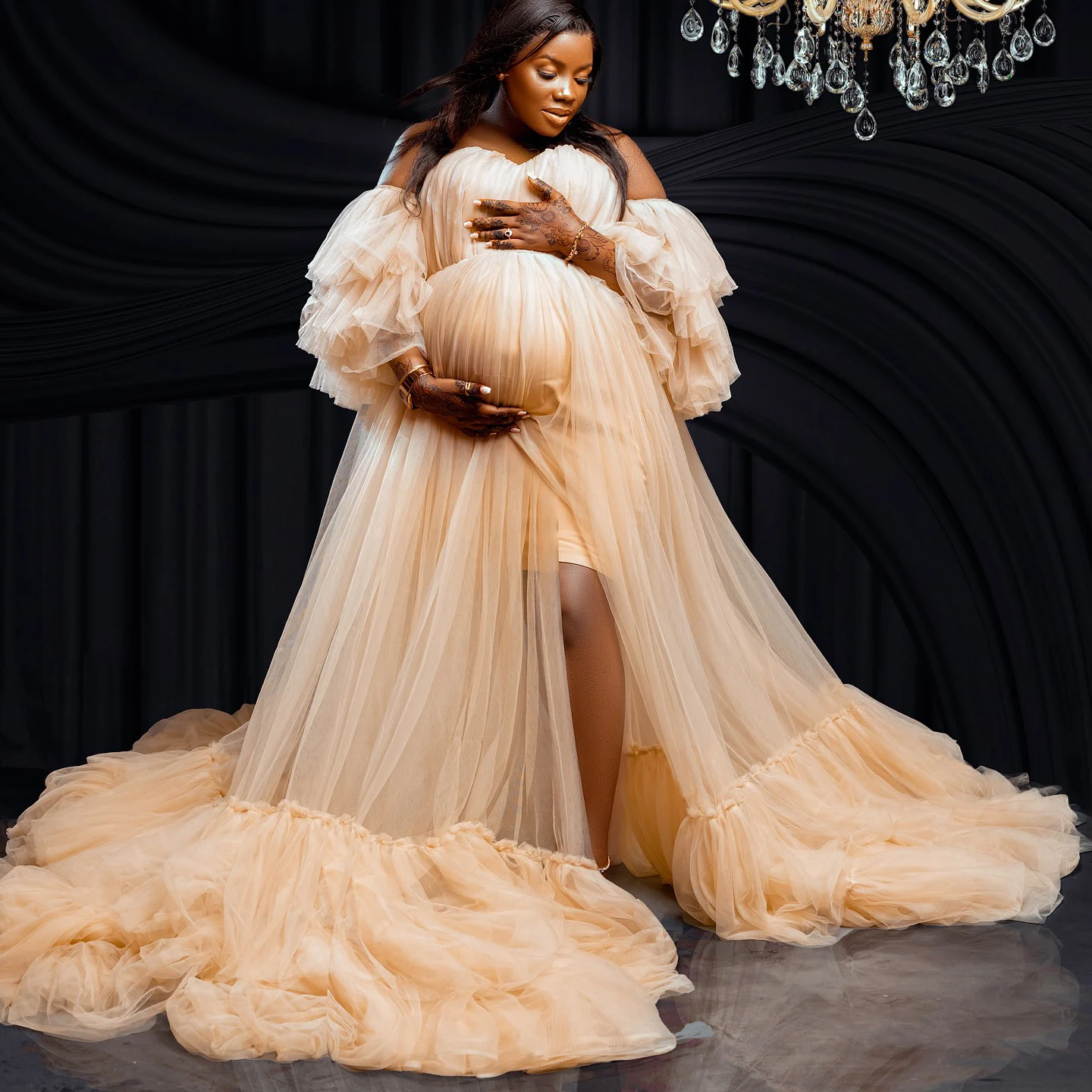 Women Pregnant Robe Photoshoot Sleeveless Pleating Tulle Nightgown Nightdress Sleepwear Nightwear For Bridal Dress Customized
Women Pregnant Robe Photoshoot Sleeveless Pleating Tulle Nightgown Nightdress Sleepwear Nightwear For Bridal Dress Customized