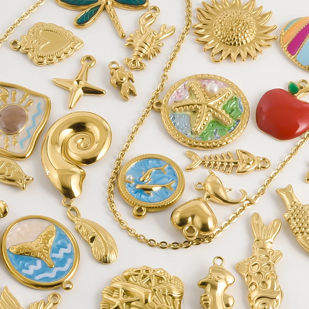 6pcs Real Gold Plated PVD Animal Pendant DIY Jewelry Making Supplies Stainless Steel Charm Heart Fish Bag Decoration Accessories 
6pcs Real Gold Plated PVD Animal Pendant DIY Jewelry Making Supplies Stainless Steel Charm Heart Fish Bag Decoration Accessories