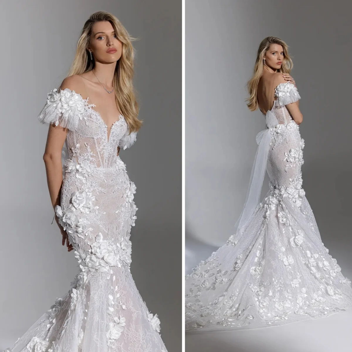 Glamorous Wedding Dress Mermaid V-Neck vestidos de novia 3D Flowers Appliques Off The Shoulder Bridal Gowns de mariée Customized
Glamorous Wedding Dress Mermaid V-Neck vestidos de novia 3D Flowers Appliques Off The Shoulder Bridal Gowns de mariée Customized