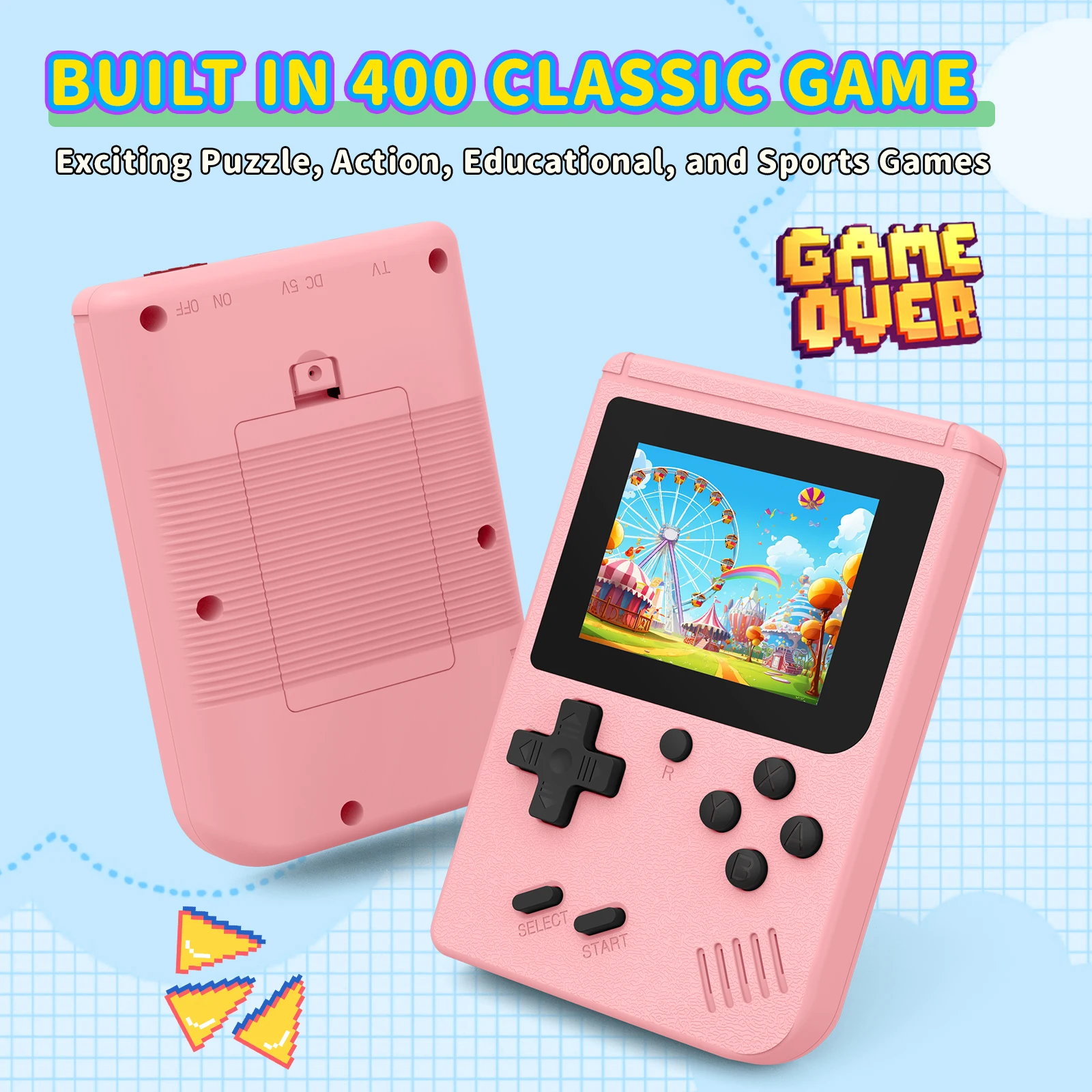 Portable Retro Mini Handheld Video Game Console 8 Bit 3.0 Inch Color LCD Game Player Built-in 400 Classic Games for Kids Gifts
Portable Retro Mini Handheld Video Game Console 8 Bit 3.0 Inch Color LCD Game Player Built-in 400 Classic Games for Kids Gifts