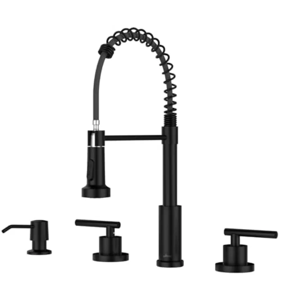Black Kitchen Faucet with Soap Dispenser 3 or 4 Hole Kitchen Faucets with Sprayer Stainless Steel High Arc RV Faucet with 2 Mod
Black Kitchen Faucet with Soap Dispenser 3 or 4 Hole Kitchen Faucets with Sprayer Stainless Steel High Arc RV Faucet with 2 Mod