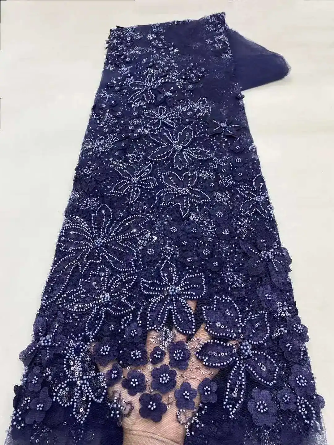 African Lace Fabric Sequins Beaded Embroidery Groom Nigerian Bridal High Quality French Tulle Lace Fabric For Wedding Party
African Lace Fabric Sequins Beaded Embroidery Groom Nigerian Bridal High Quality French Tulle Lace Fabric For Wedding Party