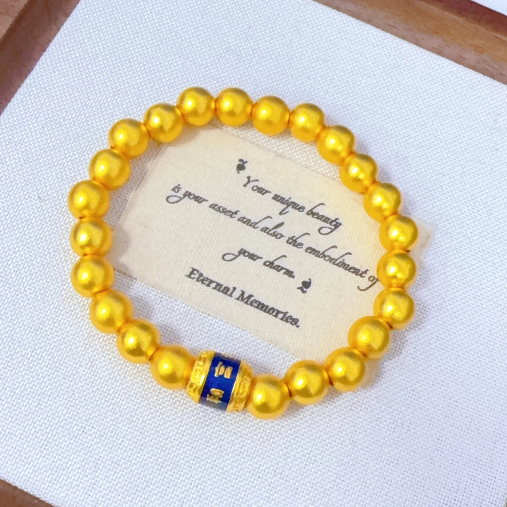 Plated With Genuine Gold Strong Preservation Antique Sand Enamel Transfer Bead Bracelet Simple Light Luxury High End Girls Gift 
Plated With Genuine Gold Strong Preservation Antique Sand Enamel Transfer Bead Bracelet Simple Light Luxury High End Girls Gift