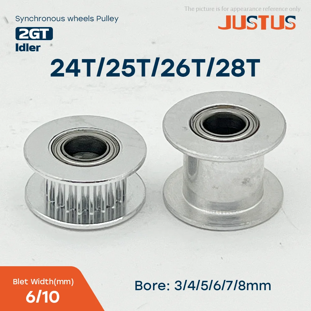 24T/25T/26T/28T Teeth Timing Idler Pulley Bore 3/4/5/6mm With Bearing For 6/10mm GT2 Synchronous Belt 3D Printer Accessories
24T/25T/26T/28T Teeth Timing Idler Pulley Bore 3/4/5/6mm With Bearing For 6/10mm GT2 Synchronous Belt 3D Printer Accessories