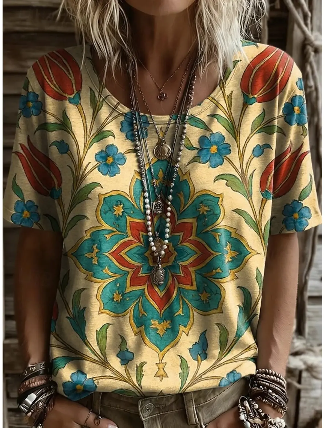 Women's Floral Plants Graphic Print T-Shirt Crew Neck Short Sleeve Vintage Stylish Casual Regular Tops Daily Wear for Summer
Women's Floral Plants Graphic Print T-Shirt Crew Neck Short Sleeve Vintage Stylish Casual Regular Tops Daily Wear for Summer
