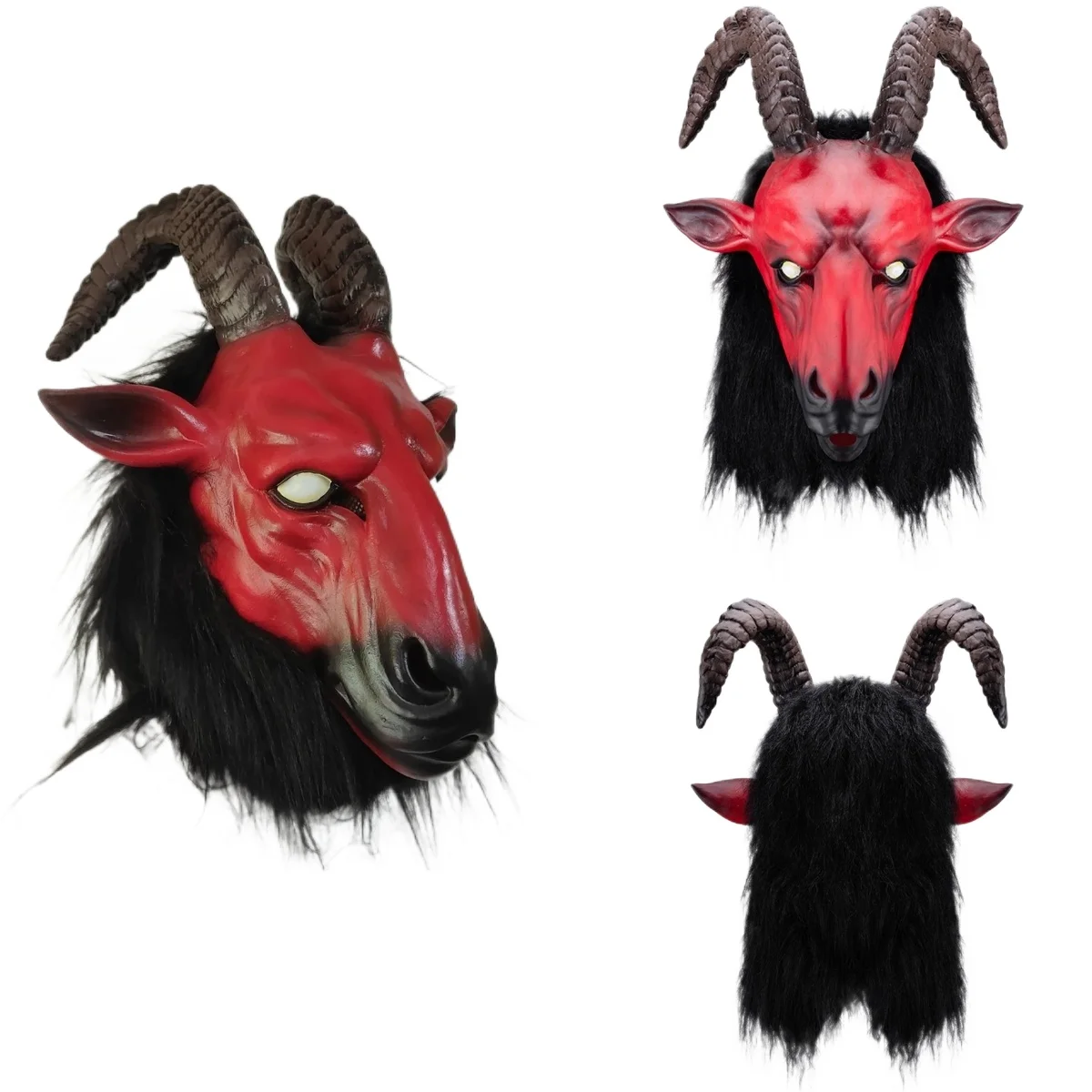 Red Goat Antelope Mask Horror Big Horned Demon Plush Latex Animal Head Mask for Dress Up Carnival Masquerade Party Cosplay Props
Red Goat Antelope Mask Horror Big Horned Demon Plush Latex Animal Head Mask for Dress Up Carnival Masquerade Party Cosplay Props