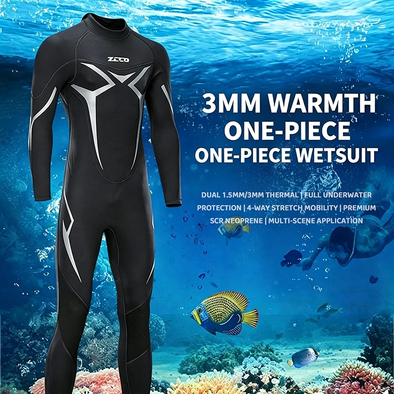 1.5mm/3mm SCR Neoprene Wetsuit for Men, 4‑Way Stretch Thickened Warm Diving Suit, Anti‑UV Anti‑Scratch for Scuba Diving Snorkel
1.5mm/3mm SCR Neoprene Wetsuit for Men, 4‑Way Stretch Thickened Warm Diving Suit, Anti‑UV Anti‑Scratch for Scuba Diving Snorkel