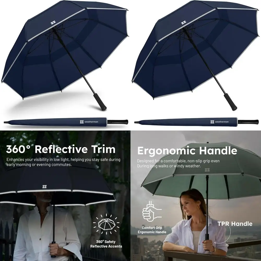 Navy Blue Windproof Stick Umbrella - Withstands 55 MPH Gales
Navy Blue Windproof Stick Umbrella - Withstands 55 MPH Gales